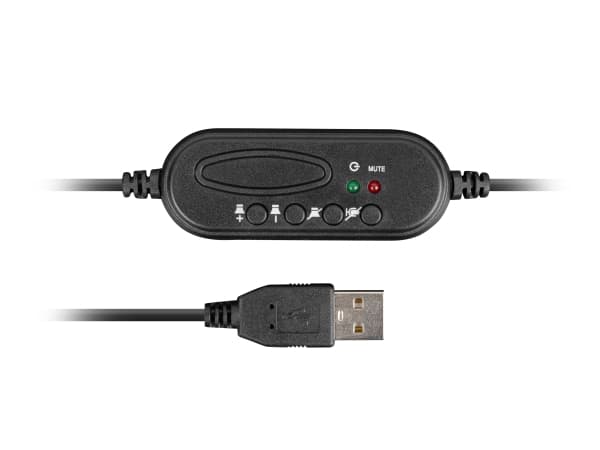 NATEC Drone USB, Headset, Huvudband, Kontor/callcenter, Svart, Binaural, Tyst läge, Volume +, Volume -