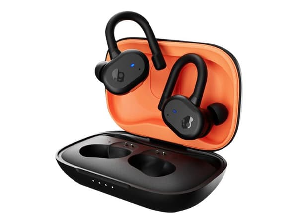 Skullcandy Push Active - True wireless-hodetelefoner med mikrofon - i øret - over-øret-montering - Bluetooth - svart, oransje
