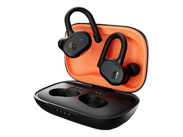 Skullcandy Push Active - True wireless-hodetelefoner med mikrofon - i øret - over-øret-montering - Bluetooth - svart, oransje
