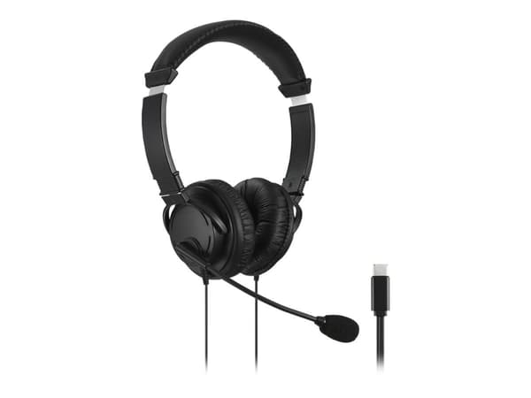 Kensington Hi-Fi USB-C Headphones with Mic - Hodesett - on-ear - kablet - USB-C - svart