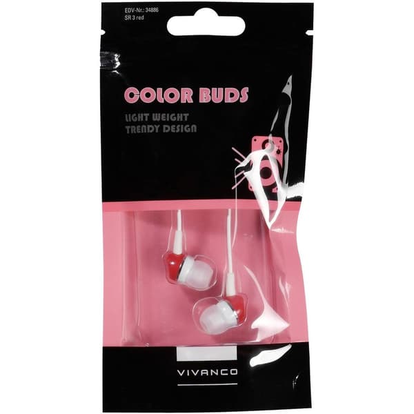 Vivanco SR 3 RED In Ear hörlurar Sladd Vit, Röd