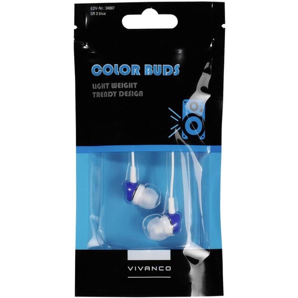 Vivanco SR 3 BLUE In Ear hörlurar Sladd Vit, Blå