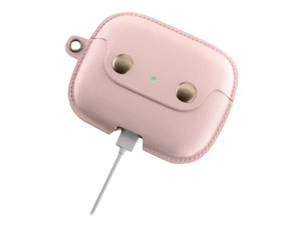 Woodcessories AirCase - Fodral för trådlösa hörlurar - metall, narvat läder - rose nude - för Apple AirPods Pro