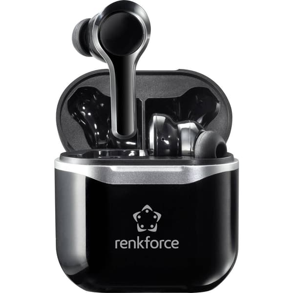 Renkforce RF-NCE-500 In Ear hörlurar Bluetooth Svart Brusreducering Headset, Volymkontroll