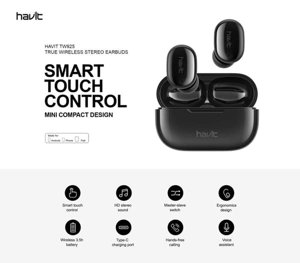 Havit TW925 True Wireless Bluetooth 5,1