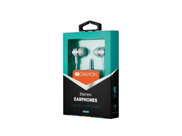 Canyon CNE-CEPM01W, Koblet med ledninger (ikke trådløs), 20 - 20000 Hz, Musikk, 30 g, Hodetelefoner, Hvit