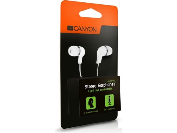 Canyon CNE-CEPM01W, Koblet med ledninger (ikke trådløs), 20 - 20000 Hz, Musikk, 30 g, Hodetelefoner, Hvit