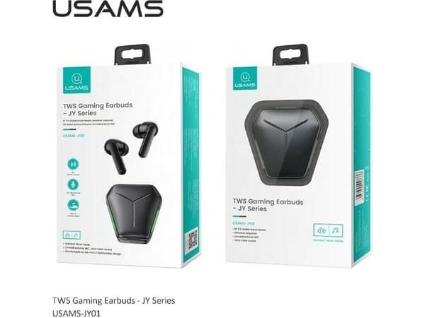 Usams headphones USAMS Bluetooth 5.0 earphones TWS JY series Gaming earbuds wireless black/black BHUJY01