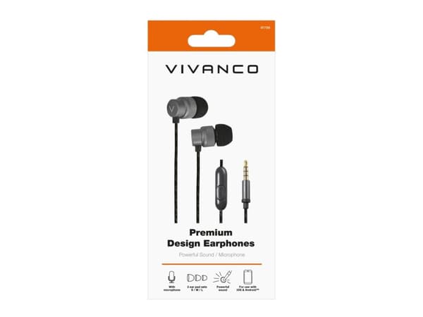 Vivanco Premium, Hodesett, In-ear, Calls/Music, Sort, Stereofonisk, MultiKey