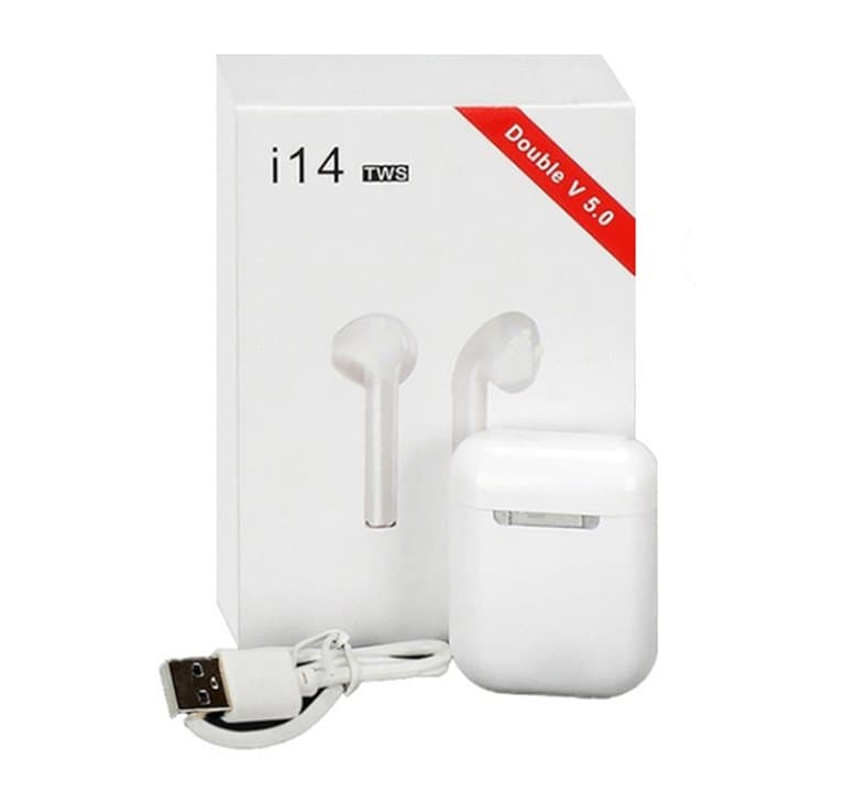 i14 TWS Hörlurar earpods med Blåtooth 5.0 - för iOS & Android White