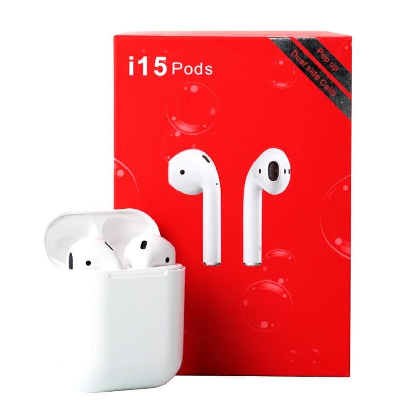 I15 Pods TWS trådlösa hörlurar med BT V5.0 och laddningsetui för iOS & Android