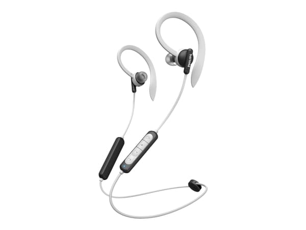 Philips TAA4205BK - Hörlurar med mikrofon - inuti örat - montering över örat - Bluetooth - trådlös - svart