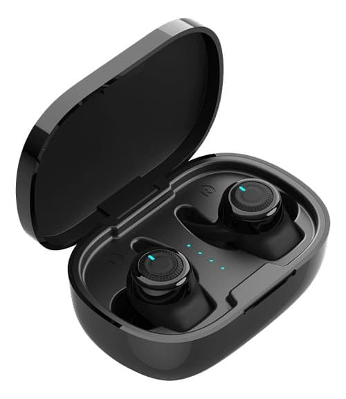 STREETZ Trådlösa stay-in-ear hörlurar med laddningsetui, svetttåliga - Svart