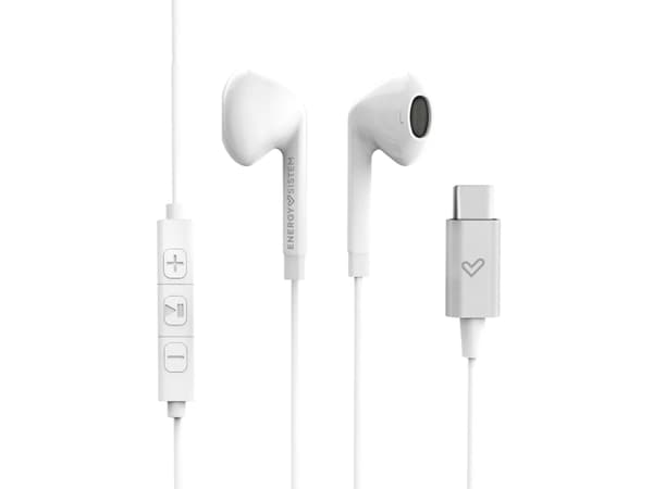 Energy Sistem Smart 2 Type C, Kuulokkeet, In-ear, Calls/Music, Valkoinen, Kaksikanavainen, Track <, Kappale >, Volume +, Volume -