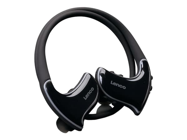 Lenco BTX-750 - Hörlurar med mikrofon - inuti örat - montering bakom nacken - Bluetooth - trådlös - grå, svart