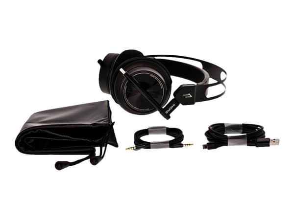 1More H1005 Spearhead VR - Hörlurar med mikrofon - 7.1-kanals - fullstorlek - kabelansluten - aktiv brusradering - USB, 3,5 mm kontakt