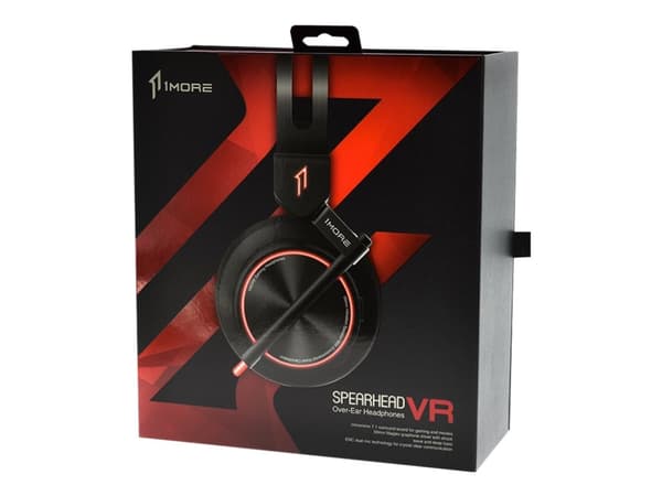 1More H1005 Spearhead VR - Hörlurar med mikrofon - 7.1-kanals - fullstorlek - kabelansluten - aktiv brusradering - USB, 3,5 mm kontakt