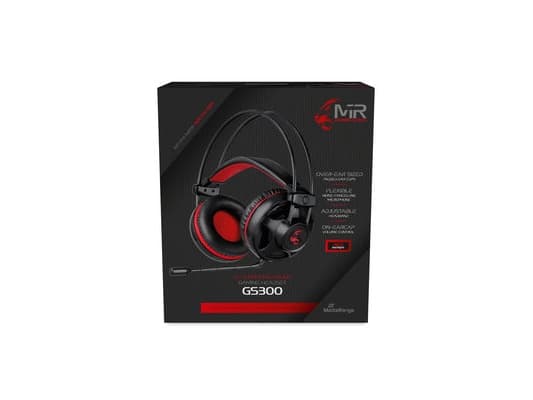 MediaRange Gaming Series GS300 - Headset - på örat - kabelansluten - 3,5 mm kontakt - svart, röd