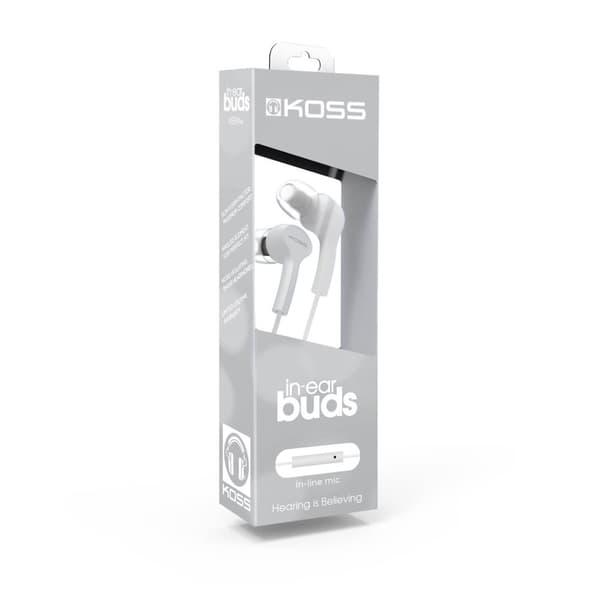 KOSS Øreplugger KEB9iW Hvit In-Ear med one touch mic