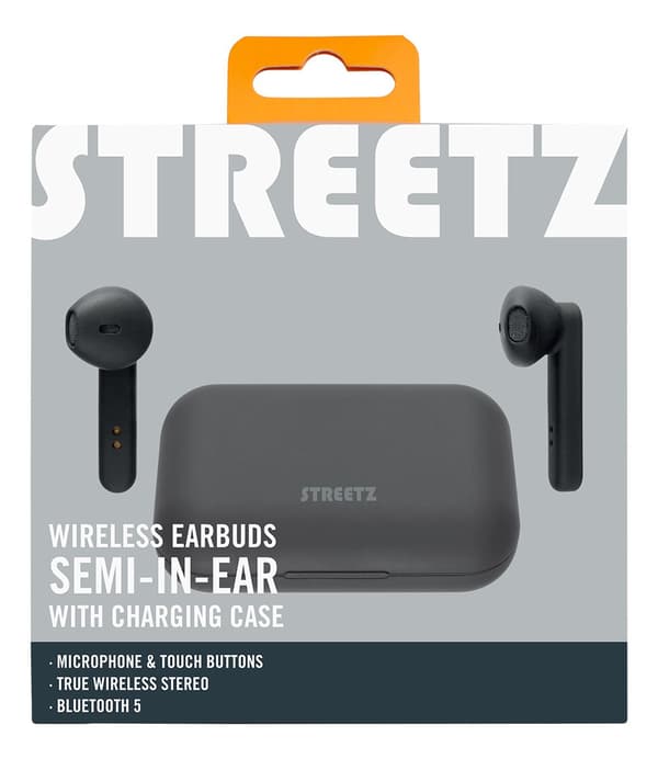 T110 TWS earbuds charging case semiinear black