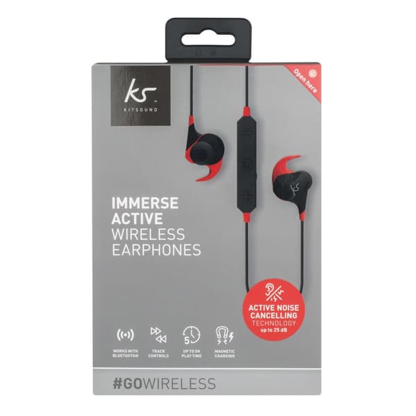 KITSOUND Hovedtelefon In-Ear Immerse ANC Trådløs Rød