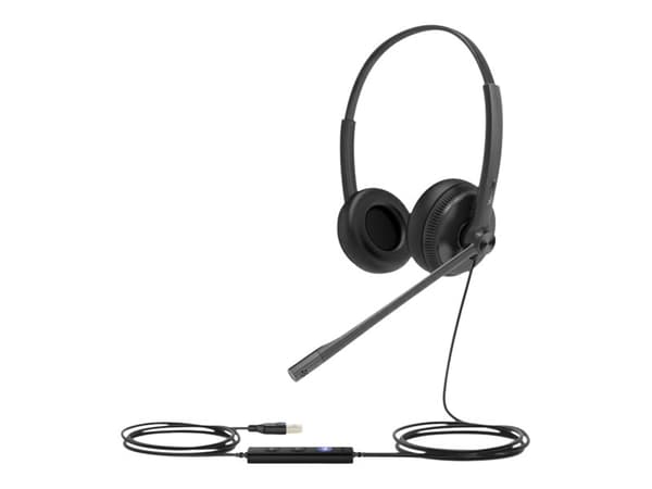 Yealink UH34 Lite Dual - Headset - på örat - kabelansluten - USB - svart - UC-certifierad - för Yealink SIP-T43, T46, T48, T53, T54, T57, VP59, T58,