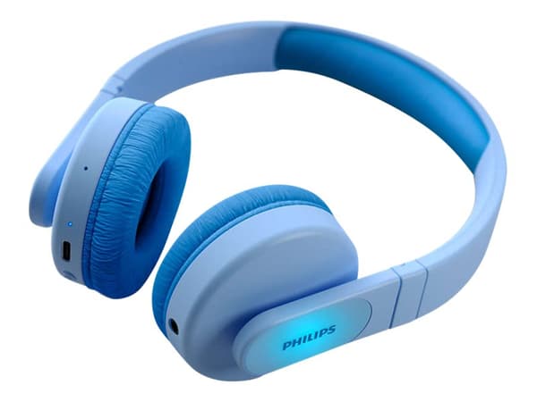 Philips Kids TAK4206BL - Hörlurar - på örat - Bluetooth - trådlös, kabelansluten - 3,5 mm kontakt - blå