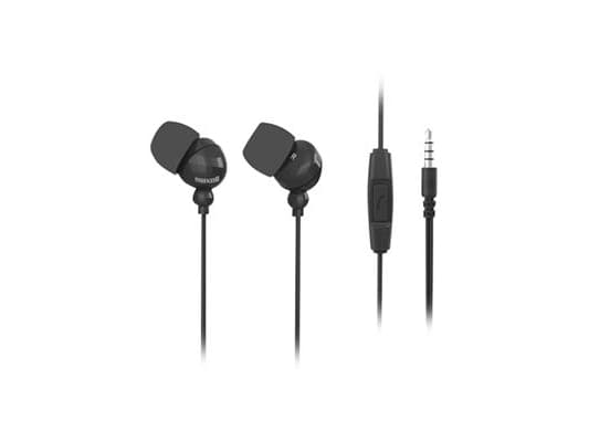 Maxell Plugz + Mic - Ørepropper med mikrofon - i øret - kablet - 3,5 mm jakk - svart