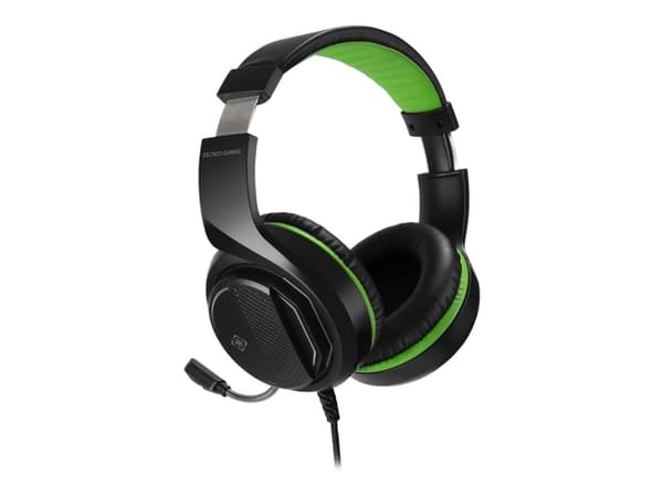 DELTACO GAMING GAM-128 - Headset - fullstorlek - kabelansluten - 3,5 mm kontakt - svart, grön