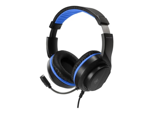DELTACO GAMING GAM-127 - Hodesett - full størrelse - kablet - 3,5 mm jakk - svart, blå - for Sony PlayStation 5