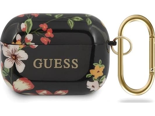 Guess Etui ochronne GUACAPTPUBKFL04 N.4 Flower Collection do AirPods Pro czarno-czerwone