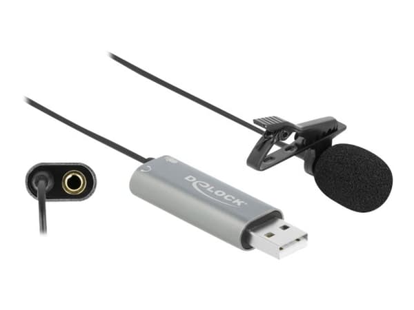 Delock USB Tie Lavalier Microphone - Mikrofon - USB - svart, antrasitt