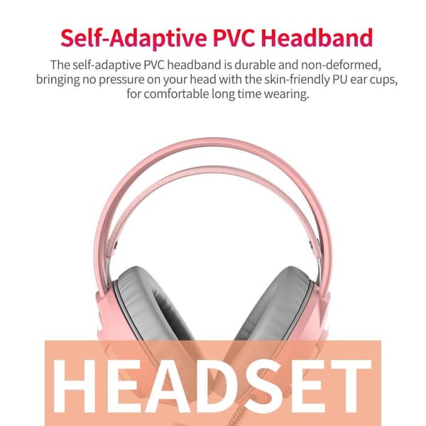 AJAZZ AX120 Gaming Headset Over Ear Hodetelefoner med Mic - Rosa