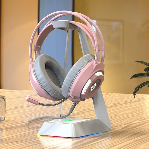 AJAZZ AX120 Gaming Headset Over Ear Hodetelefoner med Mic - Rosa