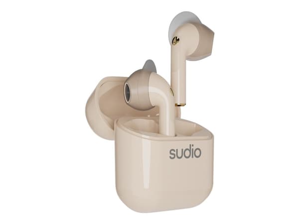 Sudio Nio - True wireless-hodetelefoner med mikrofon - ørepropp - Bluetooth - sand