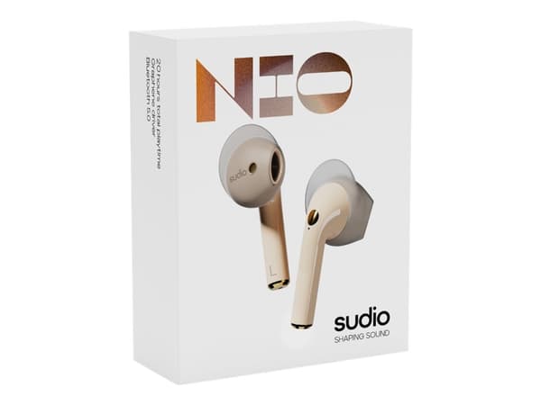 Sudio Nio - True wireless-hodetelefoner med mikrofon - ørepropp - Bluetooth - sand