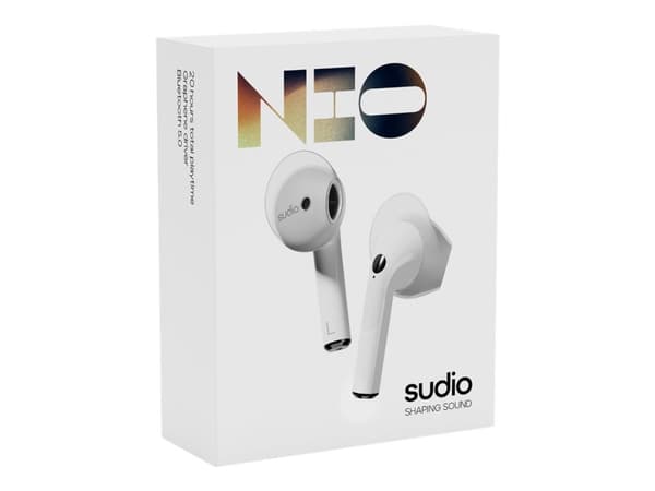 Sudio Nio - True wireless-hörlurar med mikrofon - öronknopp - Bluetooth - vit
