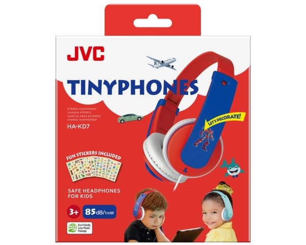 JVC HA-KD7 - Hodetelefoner - on-ear - kablet - 3,5 mm jakk - blå, rød