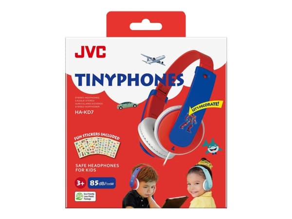 JVC HA-KD7 - Hodetelefoner - on-ear - kablet - 3,5 mm jakk - blå, rød