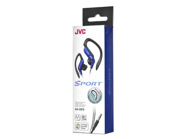 JVC HA-EB75, Langallinen, 16 - 20000 Hz, Urheilu, 13 g, Kuulokkeet, Musta, Sininen