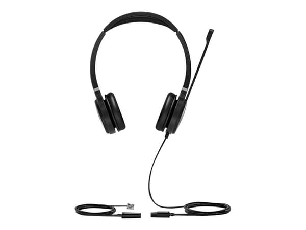 Yealink YHS36 - Headset - på örat - kabelansluten - Quick Disconnect - ljudisolerande - svart och silver
