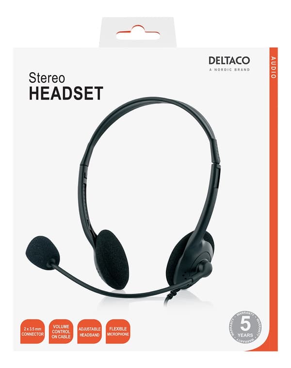 Stereo Headset microphone and volume control 2x 35mm black