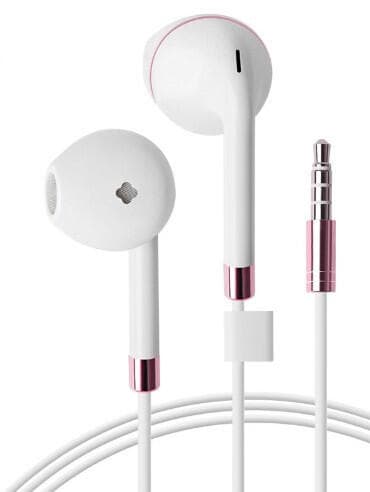 Hörlurar In-Ear med Mikrofon - 3,5 mm - Vit/Rosa