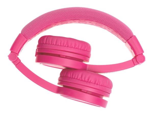 Onanoff BuddyPhones Explore+ - Hörlurar med mikrofon - på örat - kabelansluten - 3,5 mm kontakt - rosenrosa