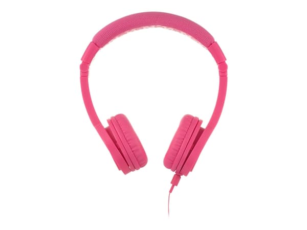 Onanoff BuddyPhones Explore+ - Hörlurar med mikrofon - på örat - kabelansluten - 3,5 mm kontakt - rosenrosa