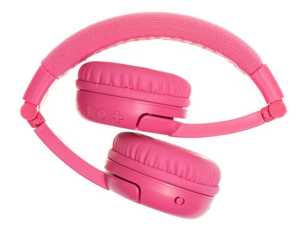Onanoff BuddyPhones PLAY+ - Hodetelefoner med mikrofon - on-ear - Bluetooth - trådløs, kablet - rosenrosa