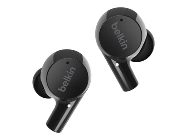 Belkin SoundForm Rise - True wireless-hodetelefoner med mikrofon - i øret - Bluetooth - svart
