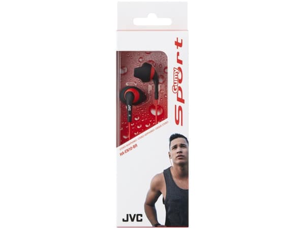 JVC HA-EN10-BR-E, Hodetelefoner, In-ear, Idretter, Svart, Rød, 1 m, iPhone