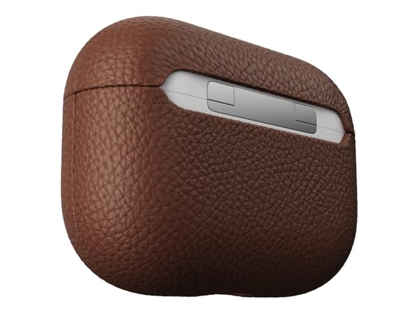 KeyBudz PodSkinz Artisan Series - Eske for ladeboks for tådløse ørepropper - gruskornet lær - naturlig brun - for Apple AirPods Pro