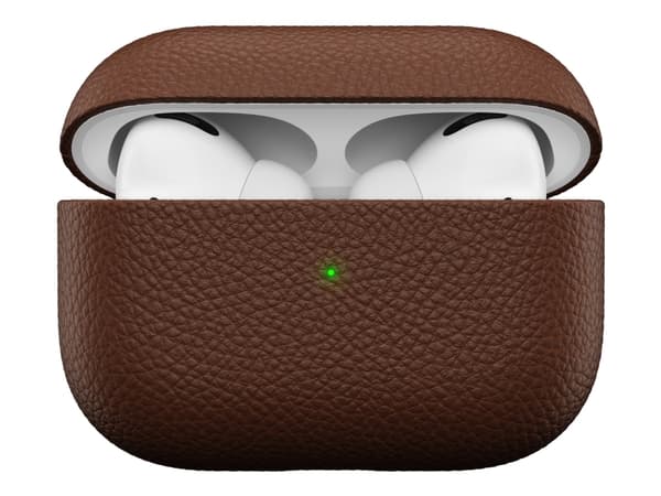 KeyBudz PodSkinz Artisan Series - Eske for ladeboks for tådløse ørepropper - gruskornet lær - naturlig brun - for Apple AirPods Pro